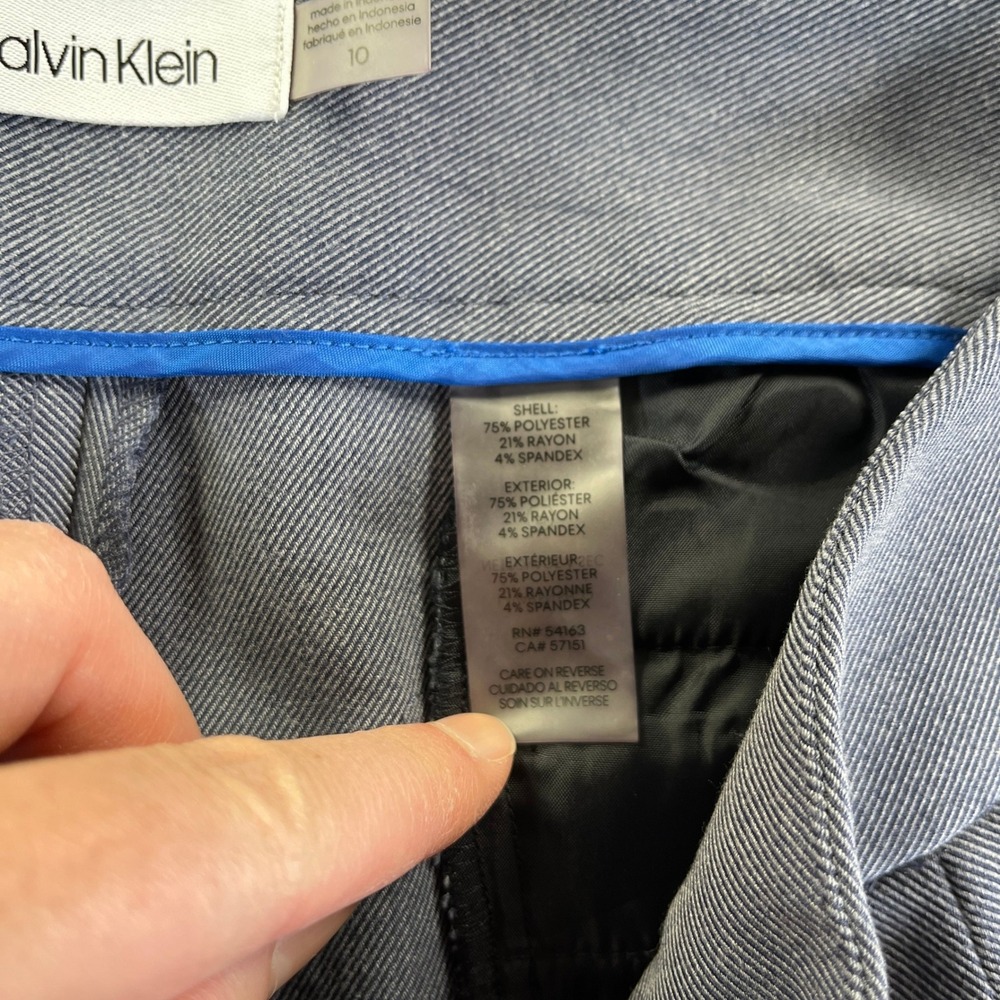 Calvin Klein Dress Pants 10 Blue Twill Cuffed Trousers Minimalist Corporate - Picture 6 of 14